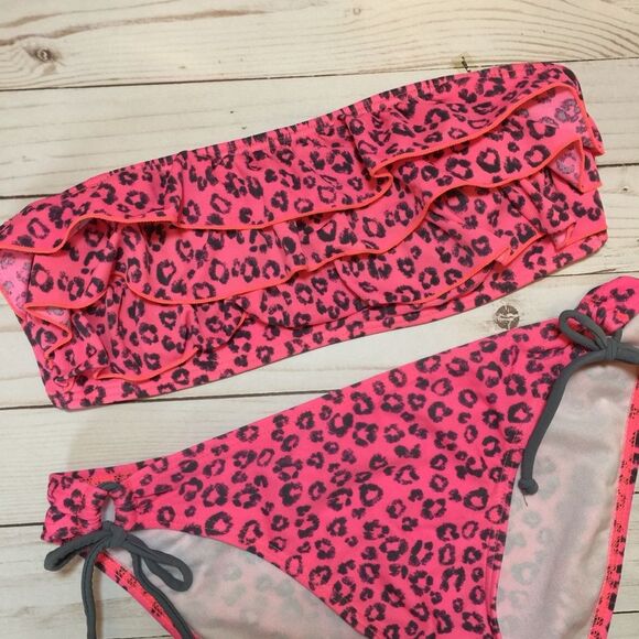 O’rageous Bikini Swimsuit Pink/Gray Leopard Med - Picture 1 of 8